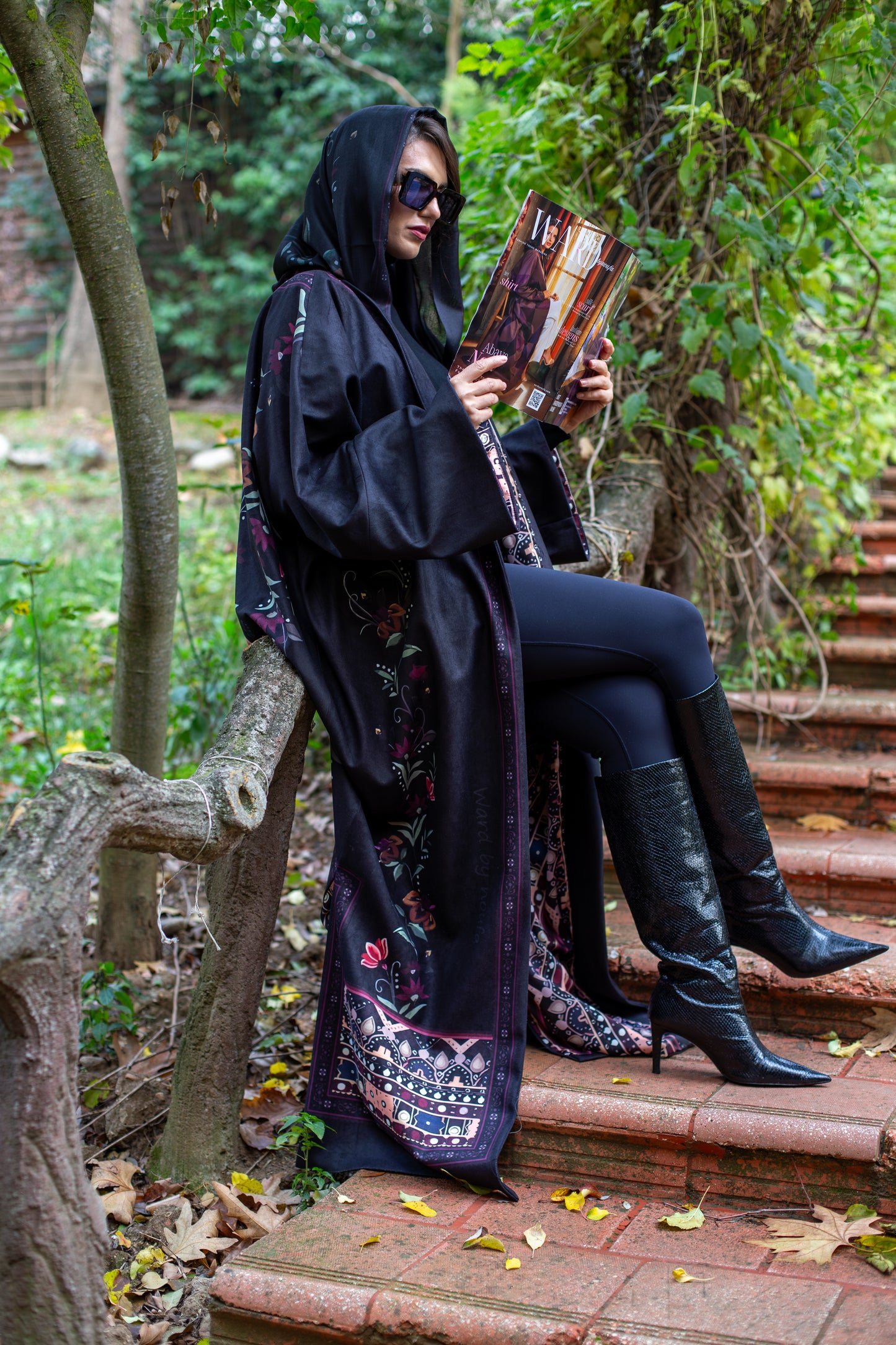 Black abaya, made of soft suede fabric